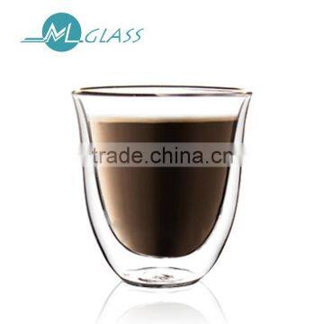 wholesale 80ml double wall glass cup handmade heat resistant glassware N6073