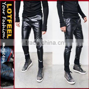 Slim Leather Cuffed Jogger Sweatpants (LOTG213)