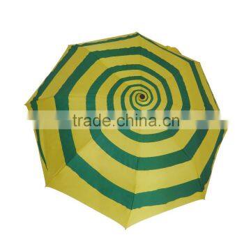 Green and yellow 2 colour travel folding umbrella