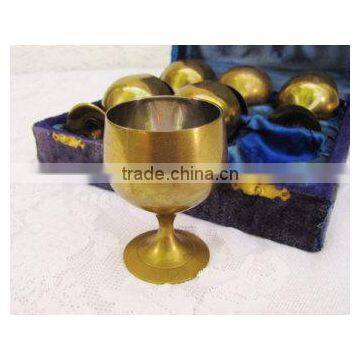 Silver Plated Brass Goblet , Goblets Set of 4 pcs in Velvet Box