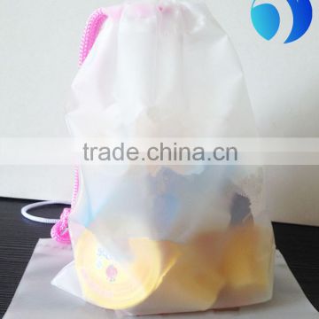 plastic frosted drawstring travel bags for clothes package