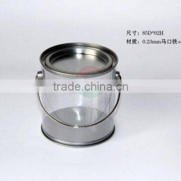 Clear PVC bucket with metal lid