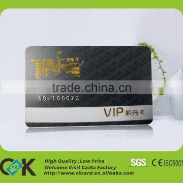 Cr80 CMYK printing pvc smart membership ic card with gold foil