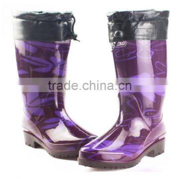 hot selling custom made cheap Ladies fashion printing pvc injection rain boots