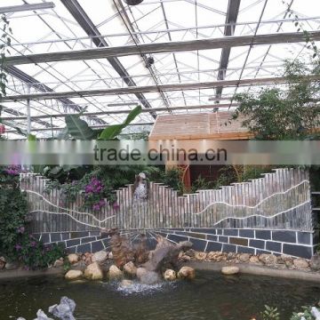 Large Garden Design Glass Covered Commercial Greenhouse For Vacational Village