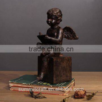 Resin Rust Color Vintage Writing Small Angel Figurines photo-2