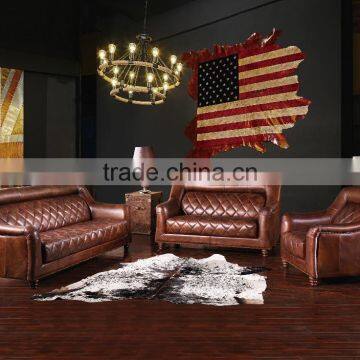 2016 Newest High Quality Vintage Retro Style Top Grain Leather Sofa S120#