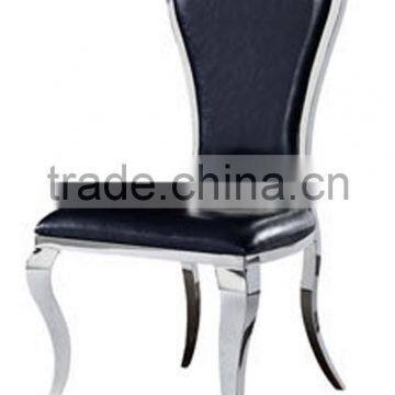 Shunde factory stainless steel legs black colour pu/genuine leather dinning chairA867(S)