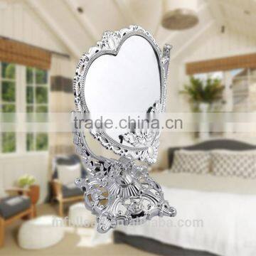 plastic frame heart-shaped double sides mirror magnifying mirror high quality free standing table /desktop mirror