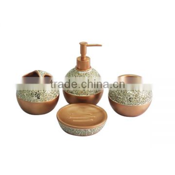 4 PCS Bath accessories sets bronze color Resin Cracked Glass Tumbler