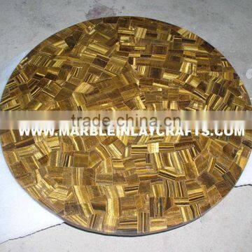 Semi Precious Stone Tiger Eye Coffee Table Top