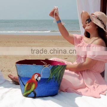 Handpainted Straw Woven Beach Bag, Tote Bag Beach photo-5