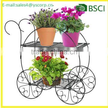 Two Tiered Garden Cart iron flower pot stand