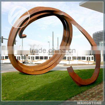 Typical Style Round Shape Corten Steel Sculpture For Scenery Decoration