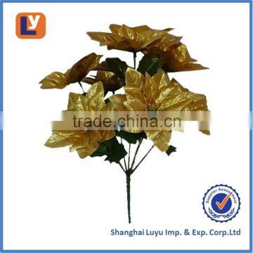 Good quanlity golden color fabric poinsettia flowers 119CF007-7