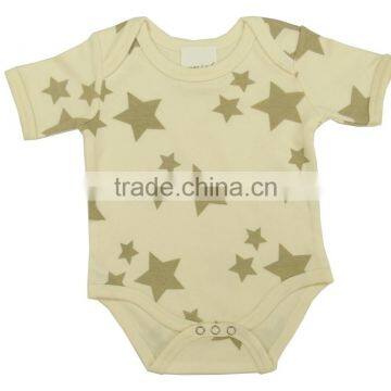 Organic latest design Soft and comfortable baby body suits and Organic Cotton printed short sleeve Baby body suits