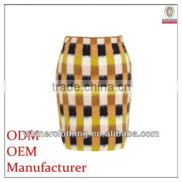 Hot Sale China Manufacturer ladies wool/polyester grid women tutu skirt