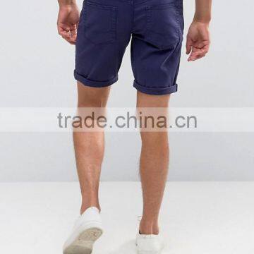 High Quality Cheapest New Design Custom Zip Fly Turn-up Hem 98% Cotton 2% Elastane Stretch Denim Men's Navy Casual Summer Shorts photo-4