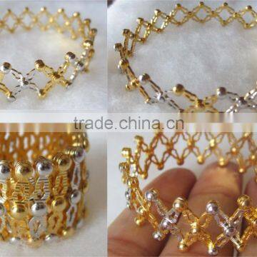 Lattice design Magic Flexible Ring convertible BRACELET gold TWO tone