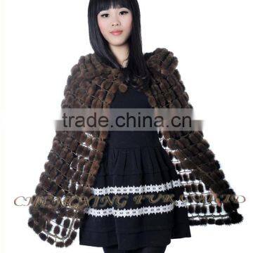 CX-B-M-56 Wholesale Women Cape Mink Fur Fashion Poncho/ Fur Shawl photo-5