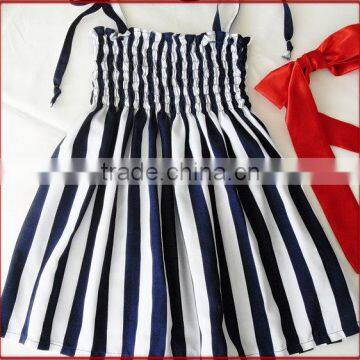 Manufacturer Baby Stripe Frock Bowknot Children's Frilly Elegant Dresses photo-6