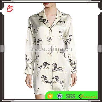 2017 wholesale China ladies pyjamas night shirts sleepwear pajamas women silk summer sleepshirt fancy sexy nightwear