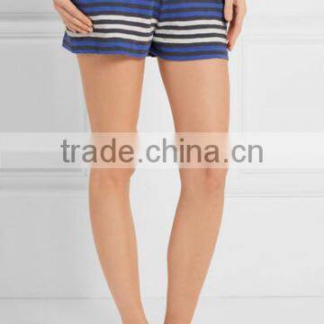 Cozy Striped Design Ladies Loungewear Pull-On Shorts With Elasticated Waistband and Slant Pockets photo-2