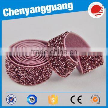 Best Price Glitter Velvet Back Plain Hair Tie Nylon Wholesale Fold Over Elastic photo-4
