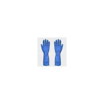 Mans Blue Kitchen Latex Gloves With beaded cuff , straight cuff