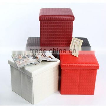 PU leather thick foldable shoes storage stool box bench seat