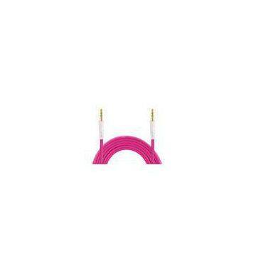 High Speed Pink Flat Auxiliary Cable 1M , Audio Speaker Cables