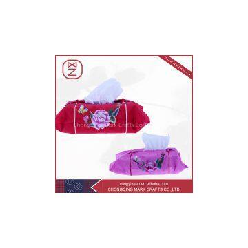 Customize high grade red silk fabric tissue box luxury style tissue holder for hotel
