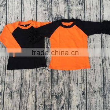 2017 New 100% Cotton Halloween Orange Black Boys Ragln t Shirt Children Icing Ruffle Raglan Holiday Tops photo-6