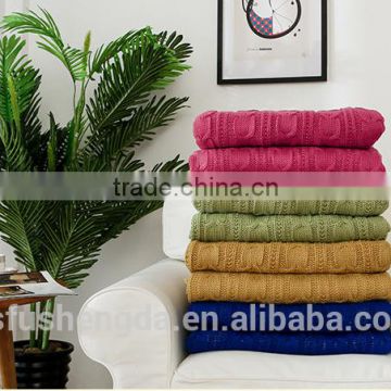 2017 fashion 100% acrylic knitted throw for european marker