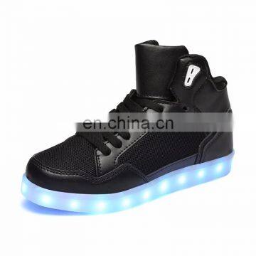 Latest Design Hot Sale High Shoes for Men PU+mesh Light Shoes Street Dance Luminous High Top LED Shoes Sneakers for Boys photo-3