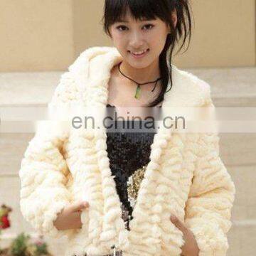 Sheered Rabbit Fur Coat With Flower Types