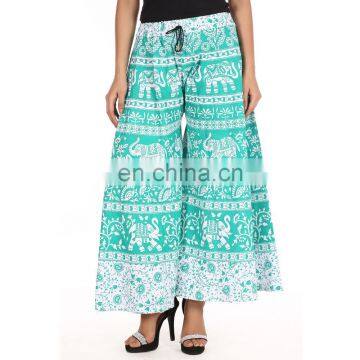 Sanganeri Printed Cotton Palazzo pant for Women with Elastic at Waist