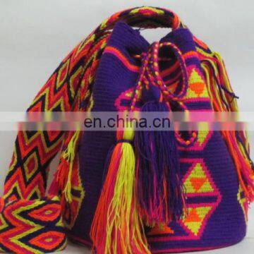 Navy Blue And Yellow Color Wayuu Bag