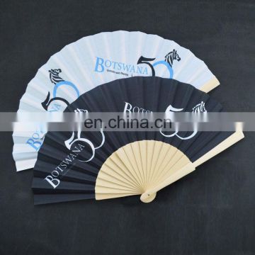 Hand held fabric custom advertising folding wooden fan