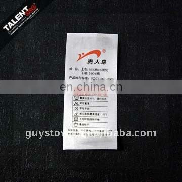 custom satin printing washing care label for garment