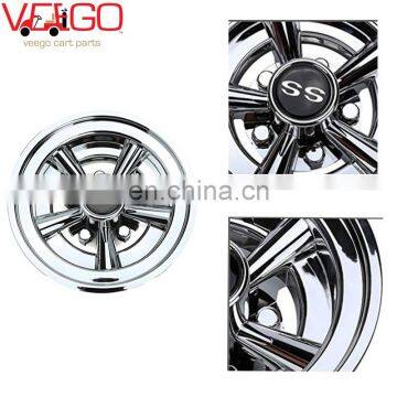 8" Golf Cart Hub Cap Wheel Cover - 10 Spoke SS Chrome Hubcaps for EZGO/Clubcar/Yam