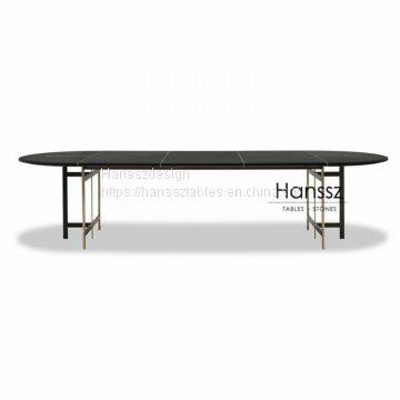 Black round IRON & MARBLE DINING TABLE
