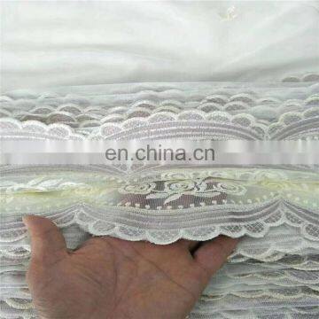 Trim embroidered floral lace silk organza fabric white