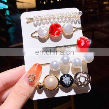 Korean Version of Pearl Hairpin Set Red Side Word Clip Hair Accessories Girl Hairpin Simple photo-5