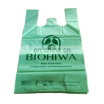 en13432 certified biodegradable plastpose t-shirt bags for supermarket