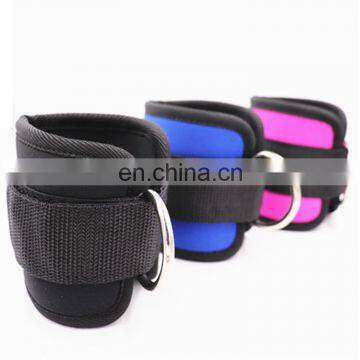 Weightlifting Gym Workout Fitness Double D Ring Neoprene Padded Ankle Cuff Fitness Ankle Straps for Cable Machines photo-4