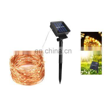 Waterproof 33FT 100 LED Copper Wire Solar Panel String Light Outdoor Garden Fairy Lights