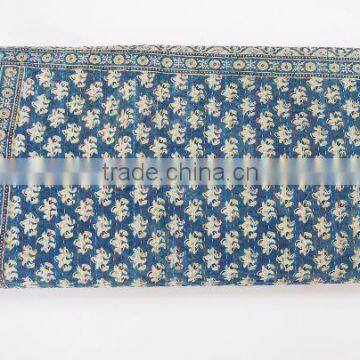 Organic Vegetable Ajrakh Prints Quilt Handmade Jaipuri Hand Block Indigo kalamkari Printed Kantha Quilt Throw Bedspreads