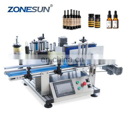 ZONESUN ZS-TB150 Vial Glass Jar Tabletop Can Sticker Wine Water Bottle Automatic Round Bottle Labeling Machine For Round Bottles