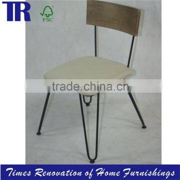 modern chair,oak back steel tube stool,linen seat chair